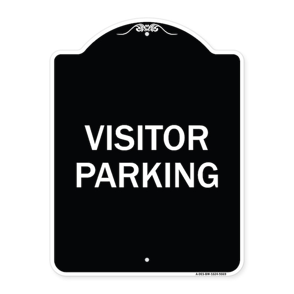 Signmission Designer Series Sign-Visitor Parking, Black & White Heavy-Gauge Aluminum, 24" x 18", BW-1824-9869 A-DES-BW-1824-9869 - main